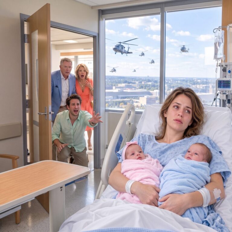 AFTER 11 HOURS OF LABOR WITH TWINS, I STILL COULDN’T REACH MY HUSBAND. THEN I DISCOVERED HE AND HIS FAMILY WERE CELEBRATING HIS LOVE CHILD’S BIRTHDAY. WHEN HELICOPTERS APPEARED ABOVE THE HOSPITAL, THEY RUSHED OVER, THEIR FACES PALE…