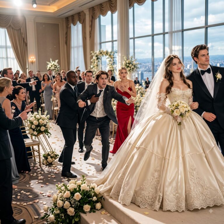 “CHAIRMAN, THE WEDDING IS ALREADY 30 MINUTES LATE!” HE REPLIED WHILE HOLDING HIS MISTRESS: “TELL THEM TO WAIT.” — “THE BRIDE AND GROOM ARE ALREADY GREETING GUESTS…” HE RUSHED OVER IN SHOCK AND FROZE WHEN HE SAW THE GROOM ON STAGE.