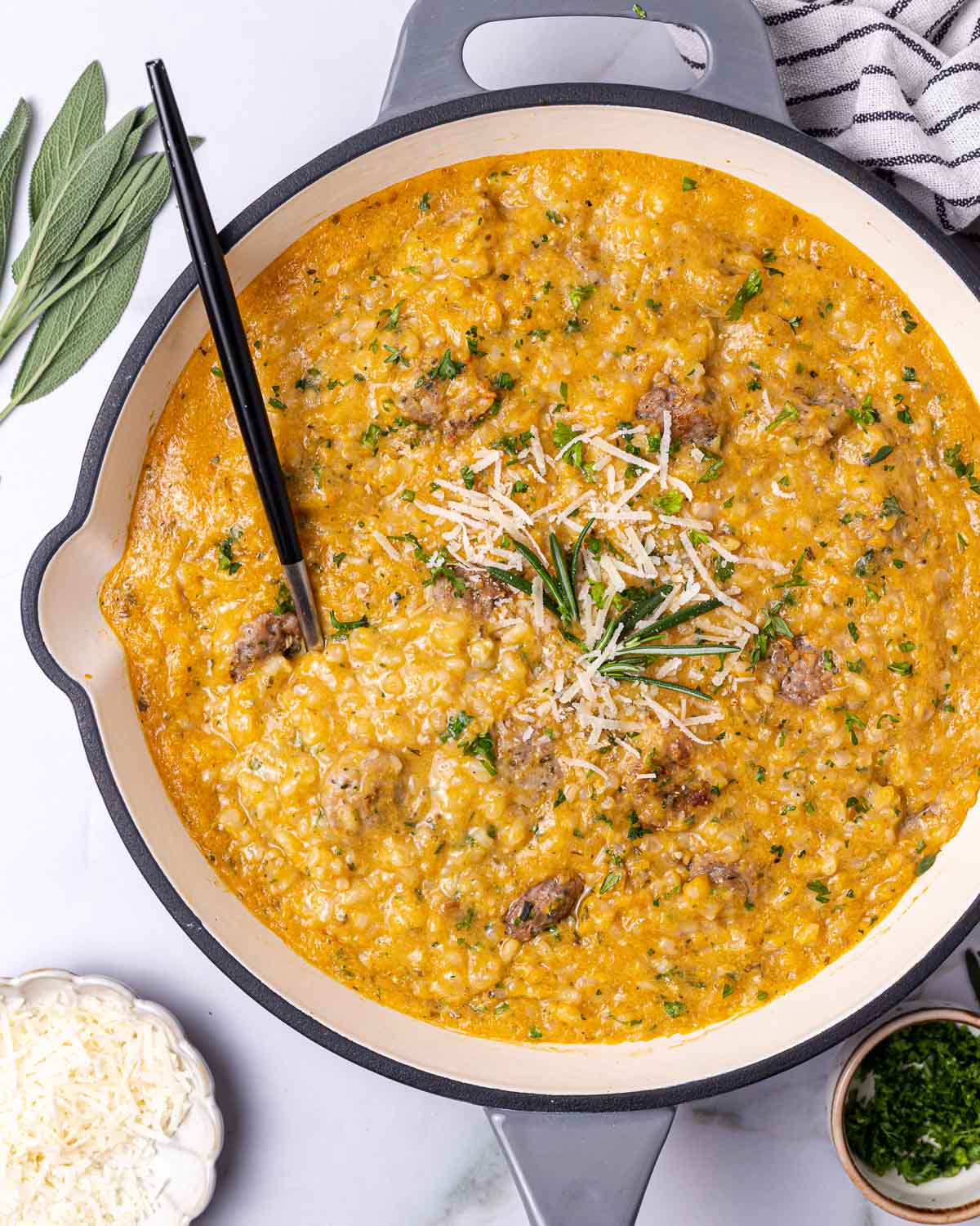 Creamy Butternut Squash + Rice & Sausage