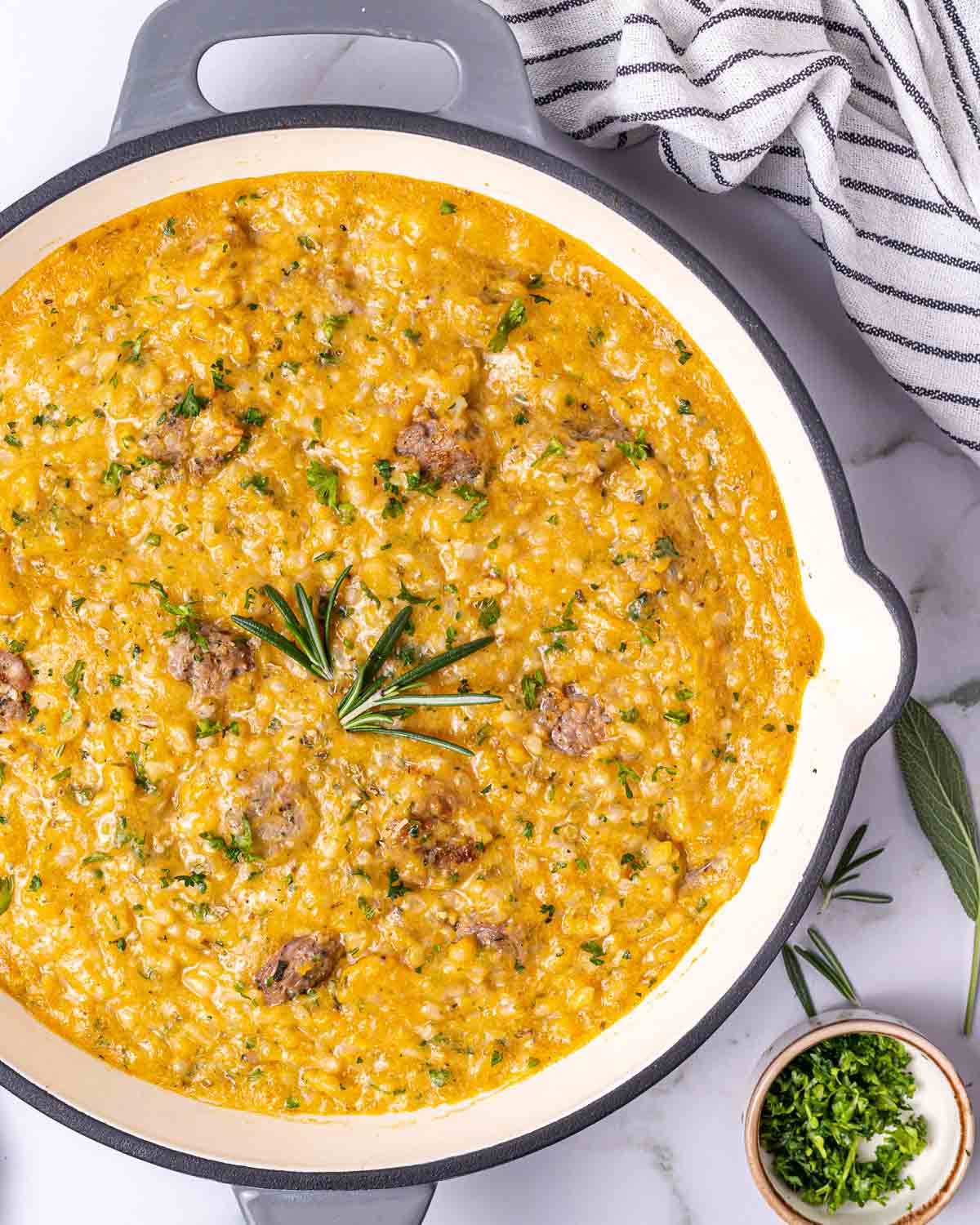 Creamy Butternut Squash + Rice & Sausage