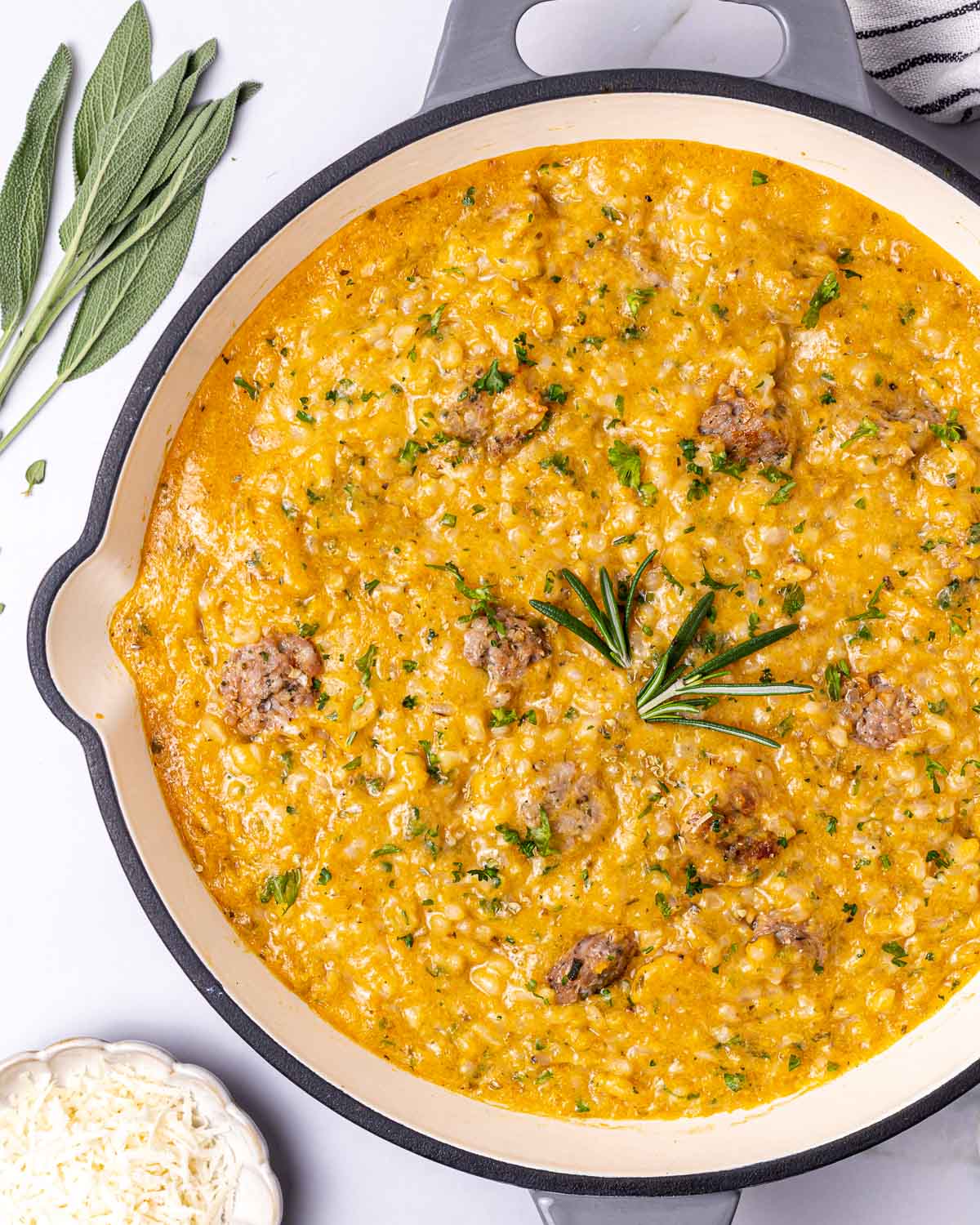 Creamy Butternut Squash + Rice & Sausage