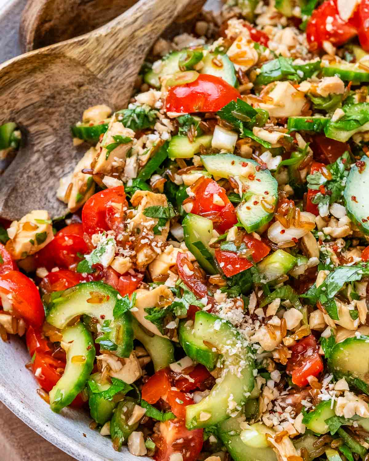 Crispy Rice Chicken Salad (Easy Healthy Lunch)