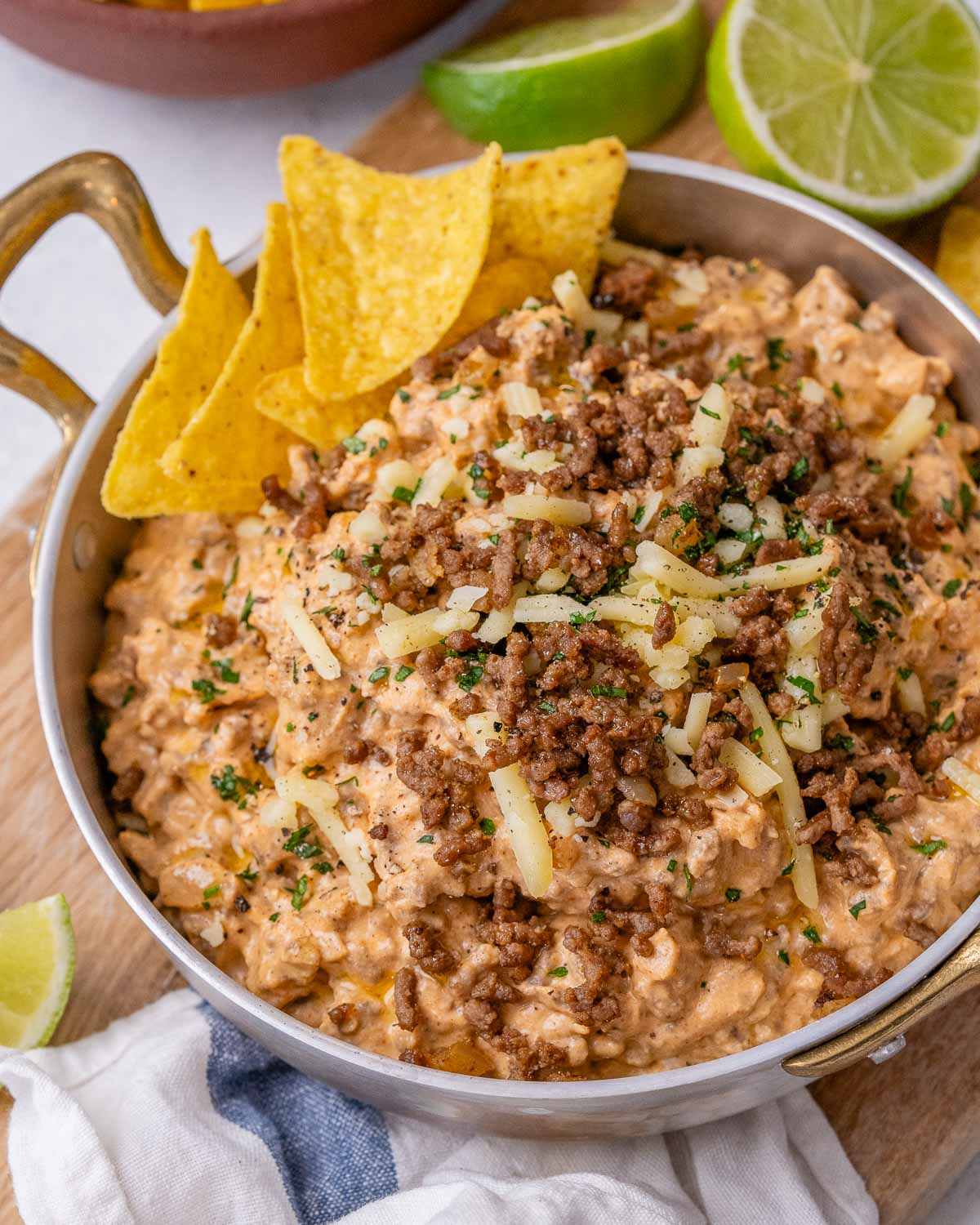 Easy Beef Queso Dip With Cottage Cheese Queso (High Protein!)