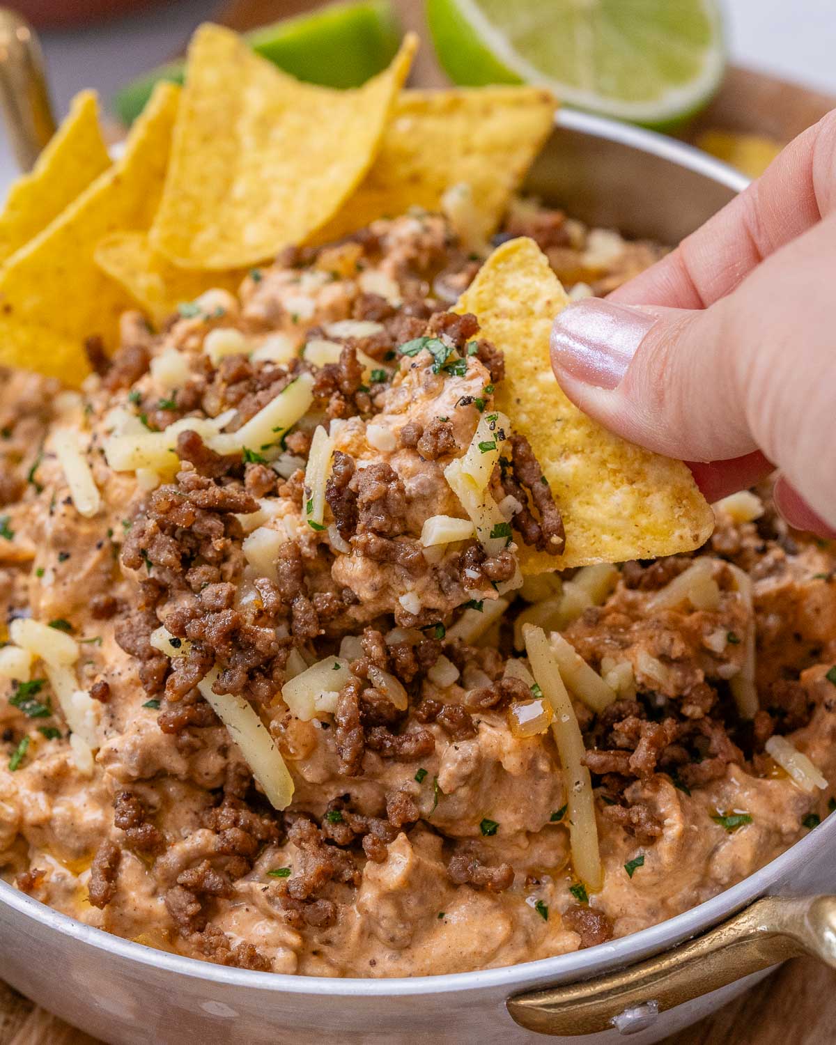 Easy Beef Queso Dip With Cottage Cheese Queso (High Protein!)
