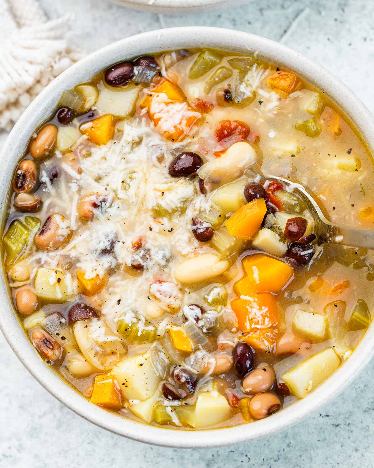 Hearty 3 Bean Soup High in Fiber and Protein