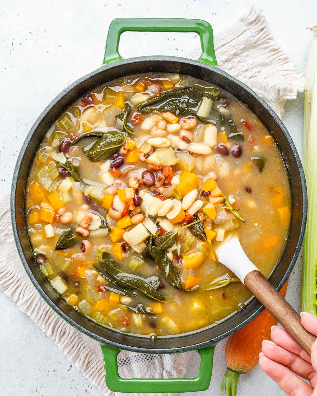 Hearty 3 Bean Soup High in Fiber and Protein