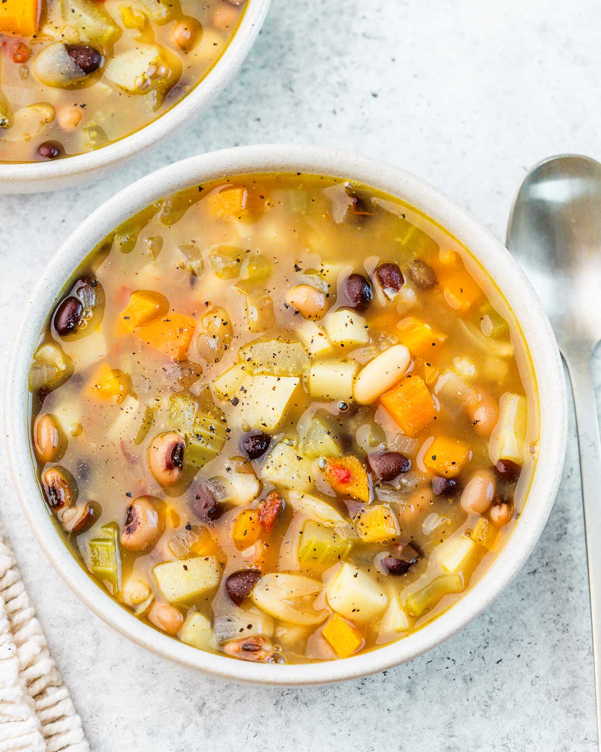 Hearty 3 Bean Soup High in Fiber and Protein