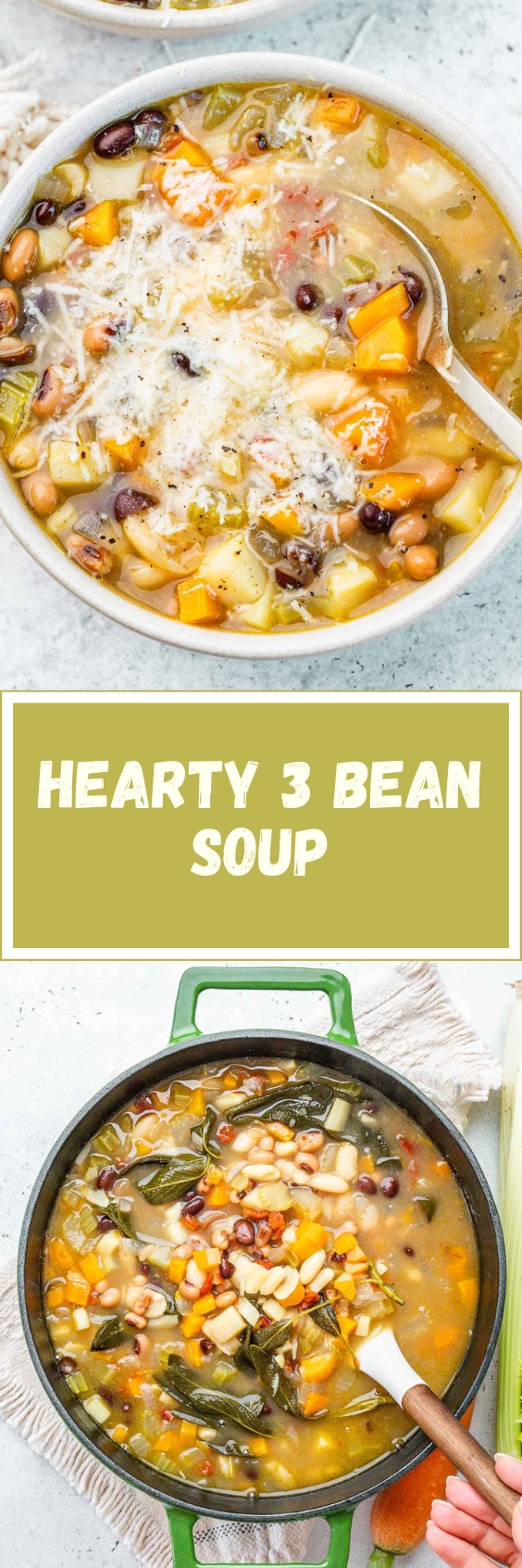 Hearty 3 Bean Soup High in Fiber and Protein