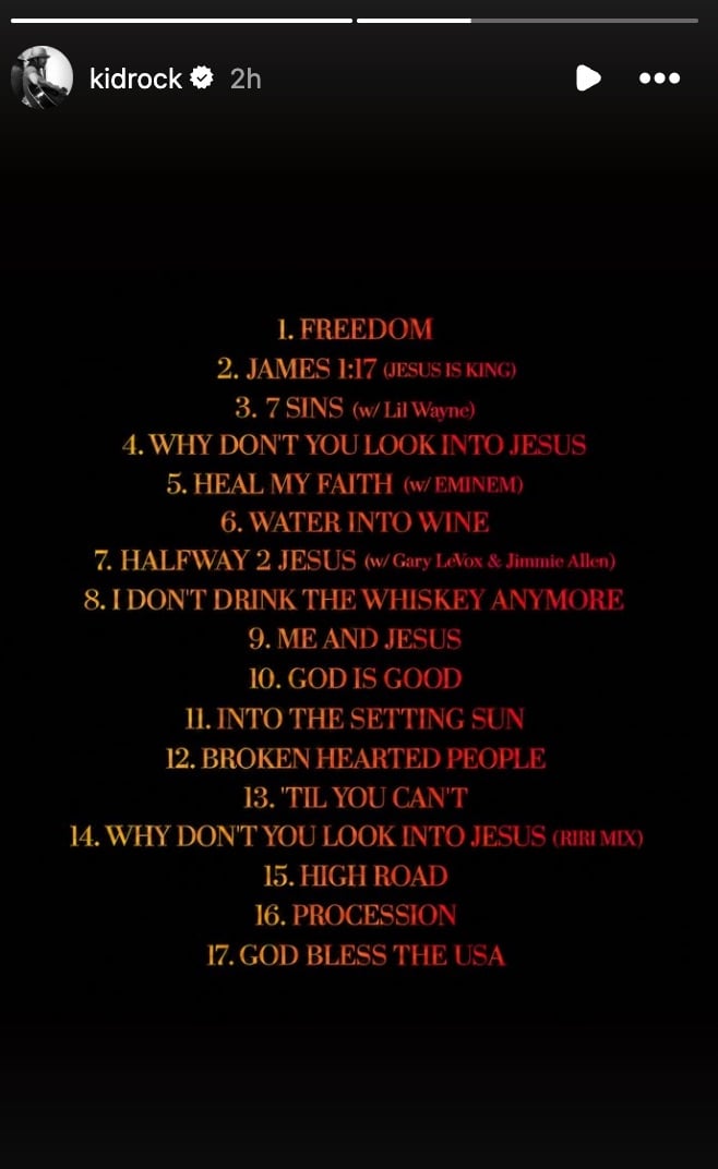 Kid Rock Releases Highly-Anticipated Christian Album “Halfway 2 Jesus”