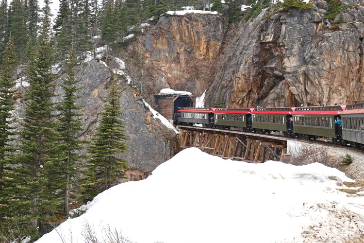 This 110-mile Train Route Is One of North America’s Most Scenic—Climbing Past Waterfalls, Mountains, and Alpine Lakes